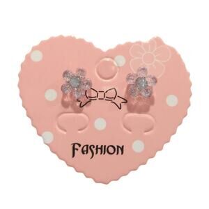 Flower Stud Earrings Cream Acrylic Clear Rhinestone Fashion Jewelry Gift